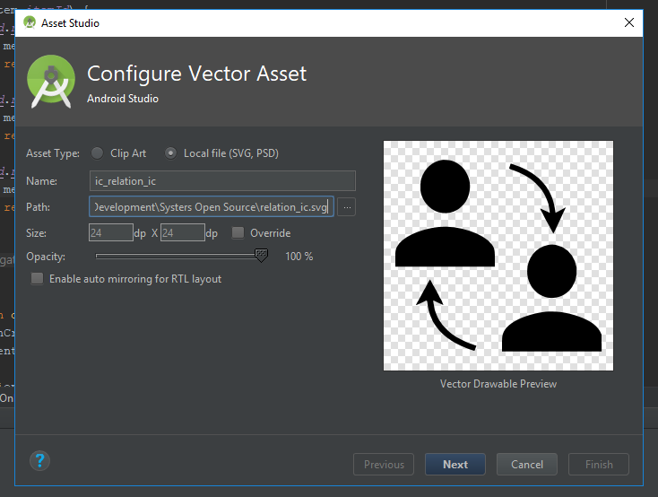 Importing the SVG icon to Android Studio
